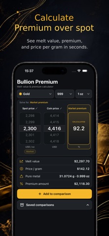 Bullion Premium Calculator iPhone screenshot