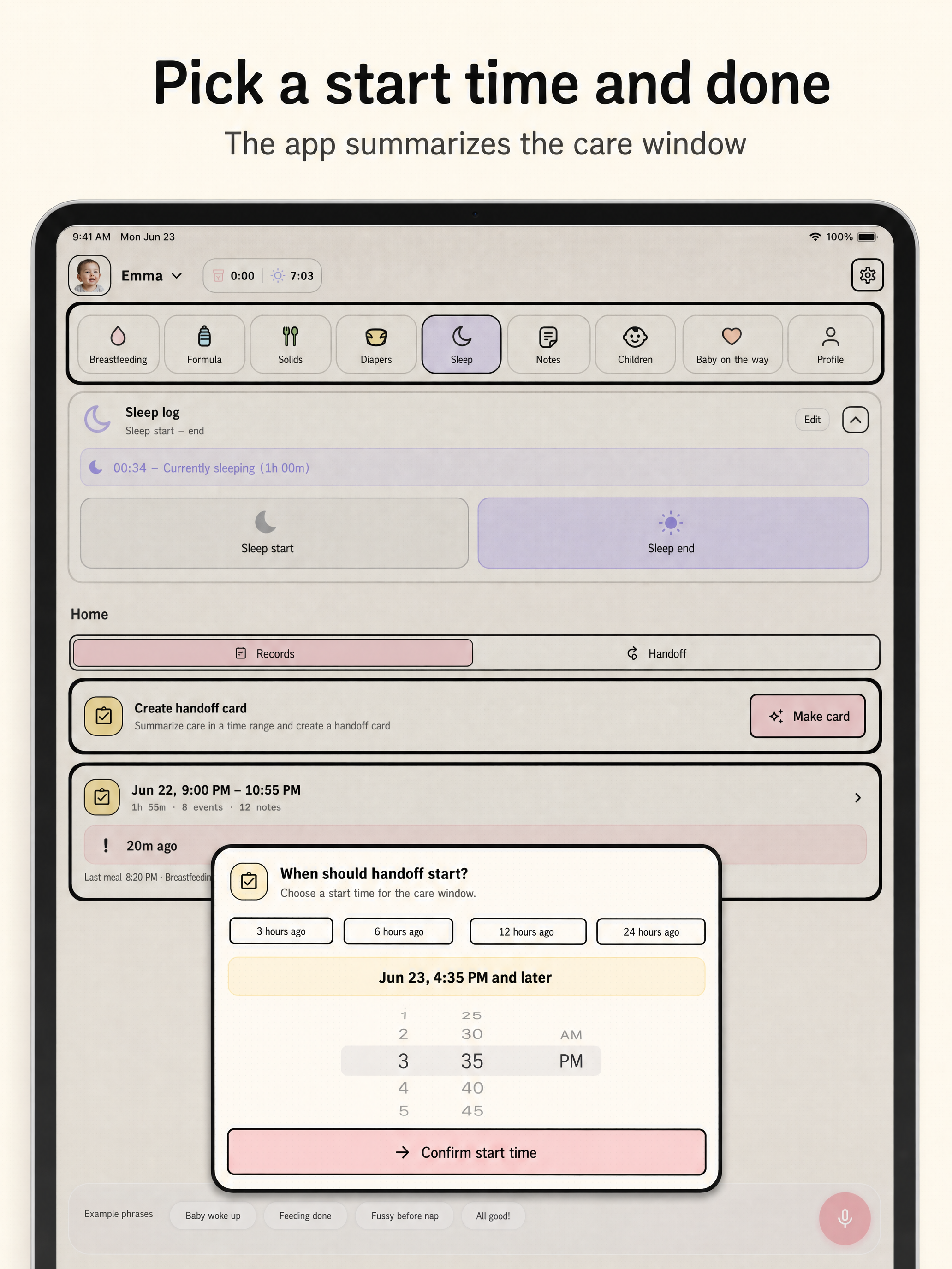 Feed Again? Baby Care Log