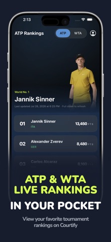 Courtify: Live Tennis Widgets iPhone screenshot