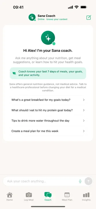Sana - AI Nutrition Coach screenshot 4