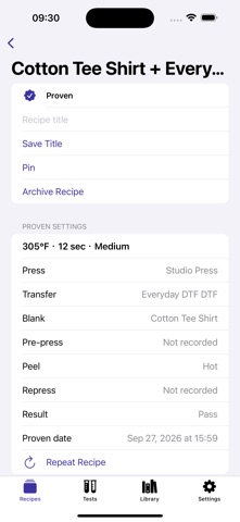 PressRecipe: Heat Press Log screenshot 2