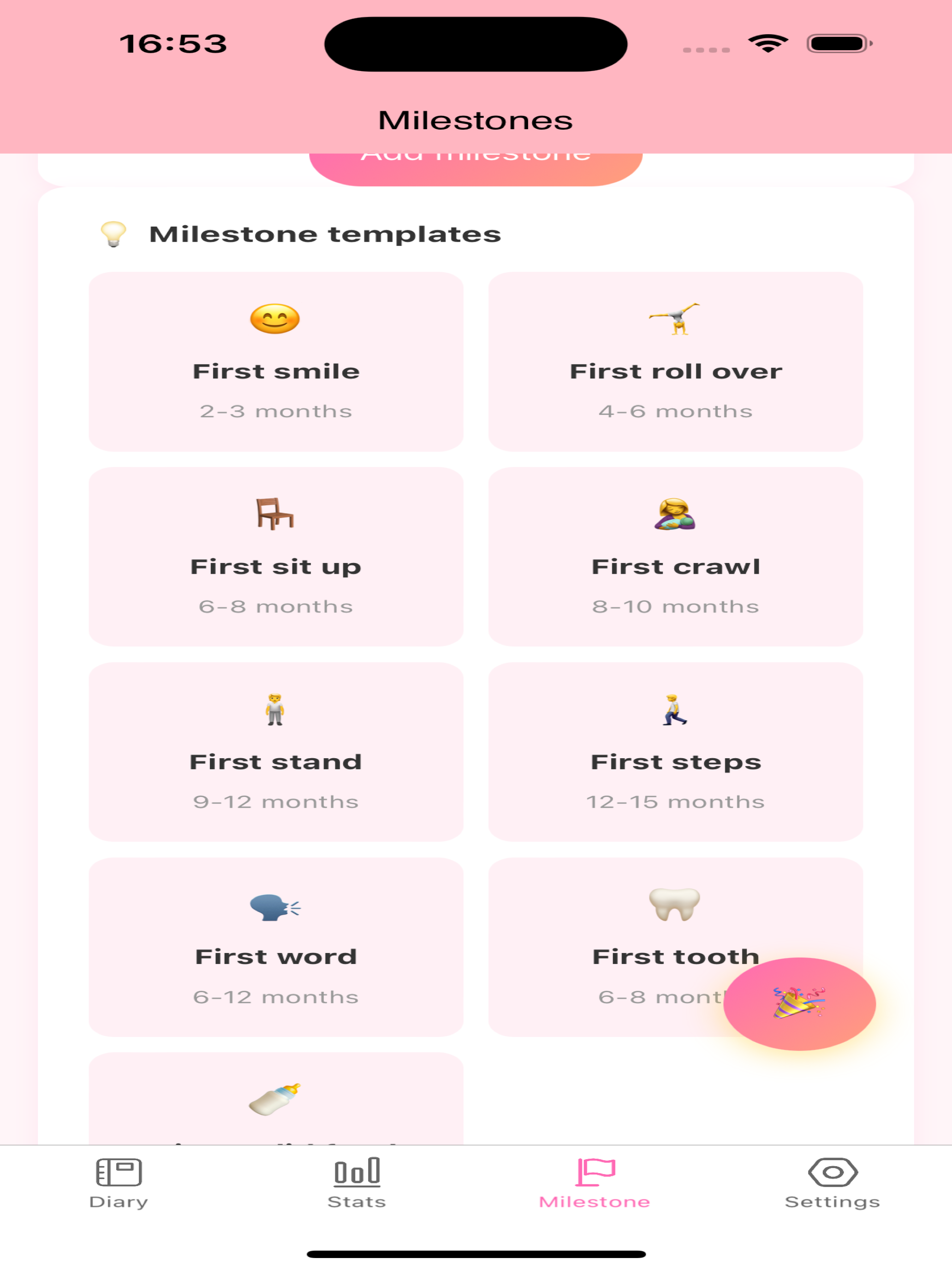 Baby Diary Growth Milestone screenshot 9