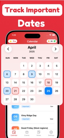 Canada Calendar 2025 - 2027 iPhone screenshot