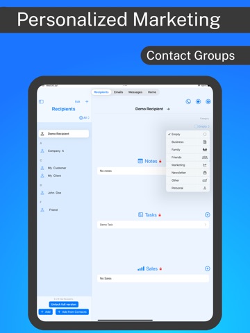 SMS Newsletter: Send bulk sms iPad screenshot