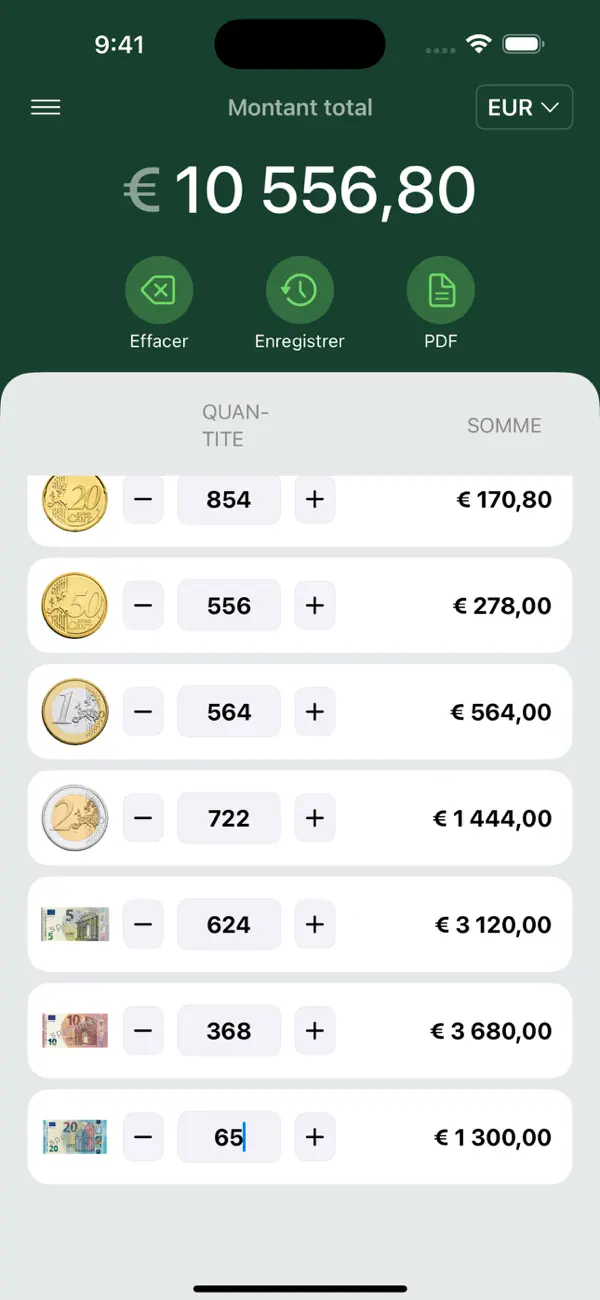 Screenshot #2 pour CoinPouch: Compteur de Pièces
