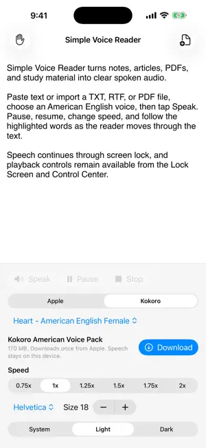 Simple Voice Reader screenshot 1