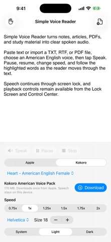 Simple Voice Reader Screenshot 1 of 2