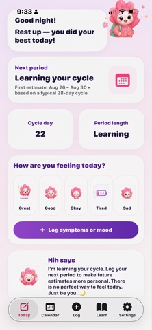 NYMELLI: Teen Period Tracker iPhone screenshot