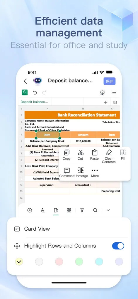 XLSX Spreadsheet-Sheets Editor - Productivity App | MWM