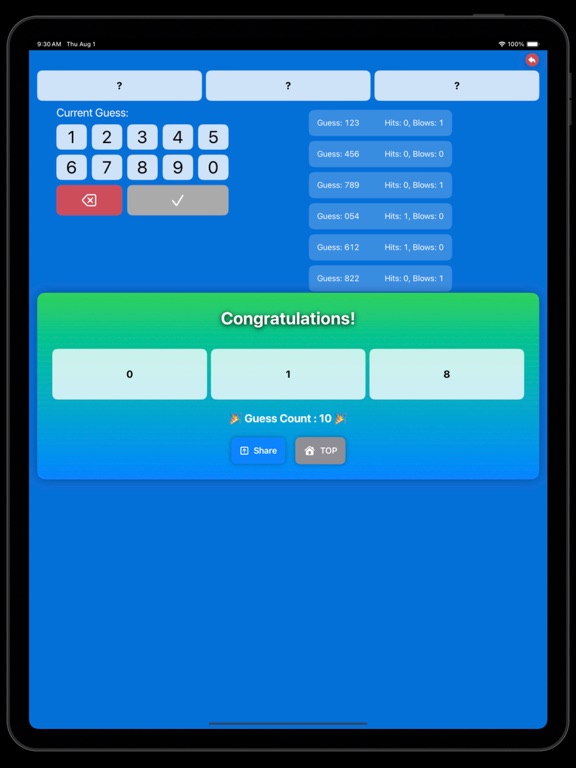 Hit&Blow Card Game iPad screenshot