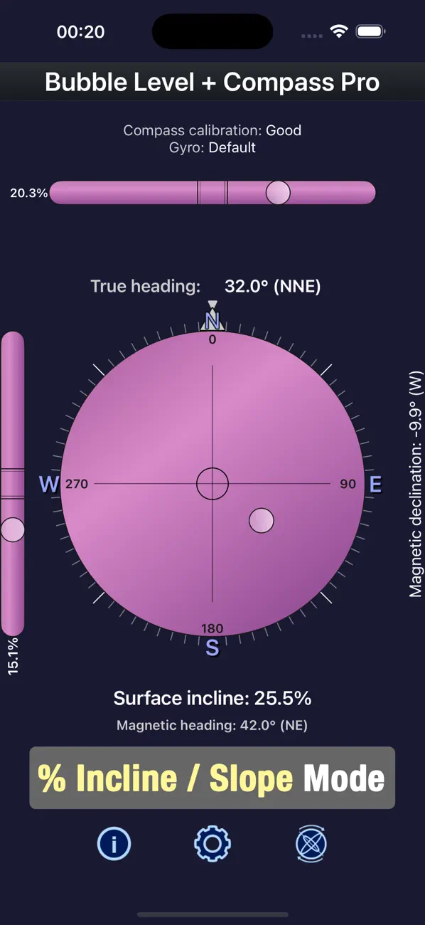 Screenshot #2 pour Bubble Level + Compass Pro