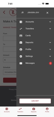 Lusitania Savings Bank Mobile iPhone screenshot