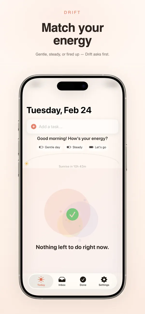 Screenshot #1 pour Drift - ADHD Tasks