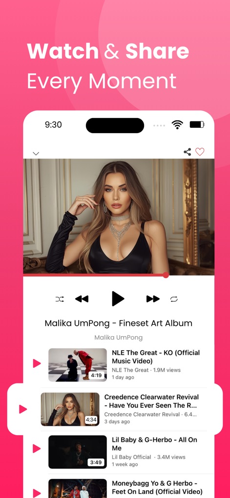Tubidy Video Music : FM player - L'app offre un'esperienza di riproduzione video fluida, visibile nei chiari 'controlli di riproduzione' e nell'elenco di 'video correlati' per un intrattenimento continuo.