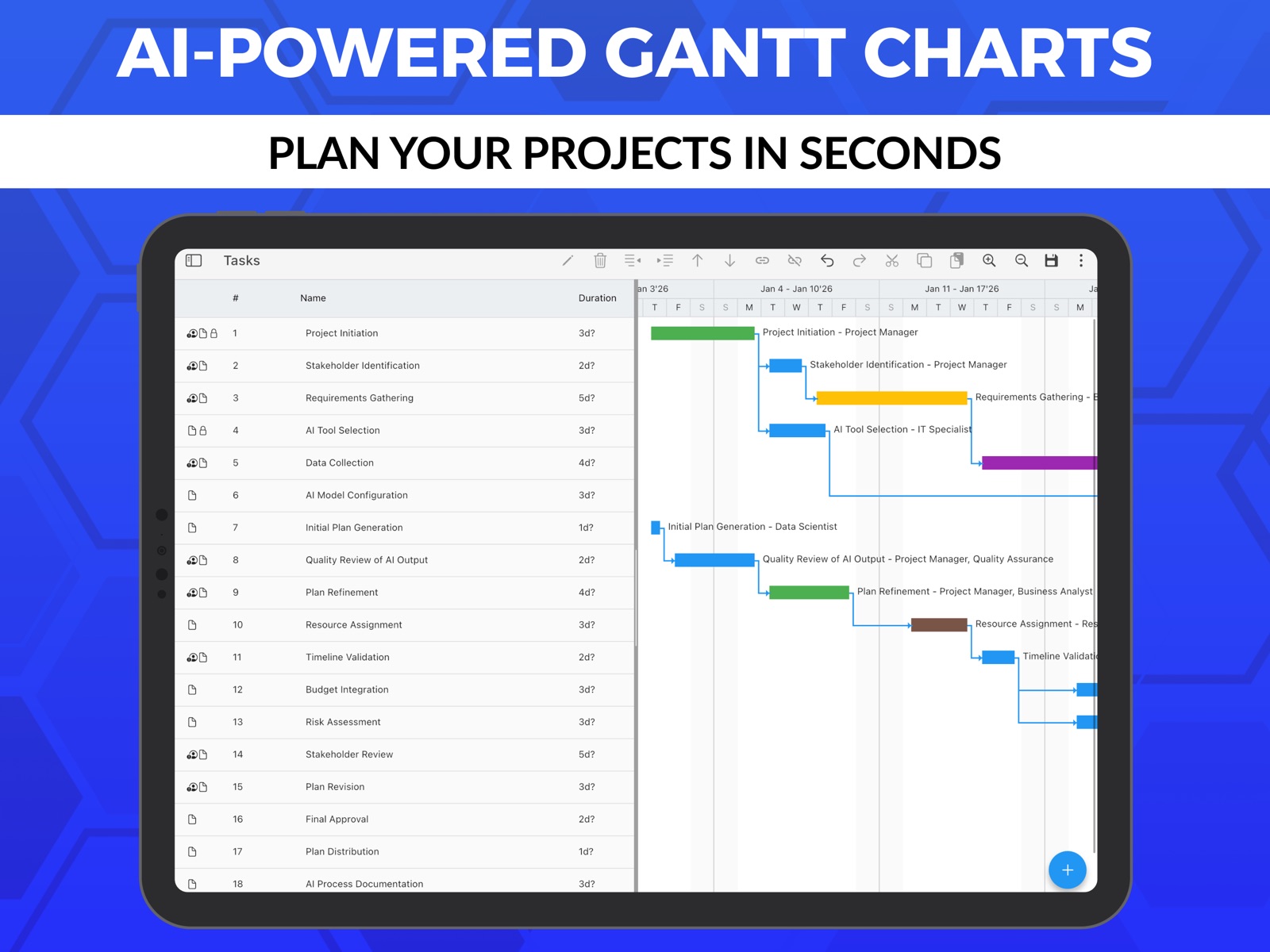 Gantt chart AI planner Ingantt ipad screenshot 1