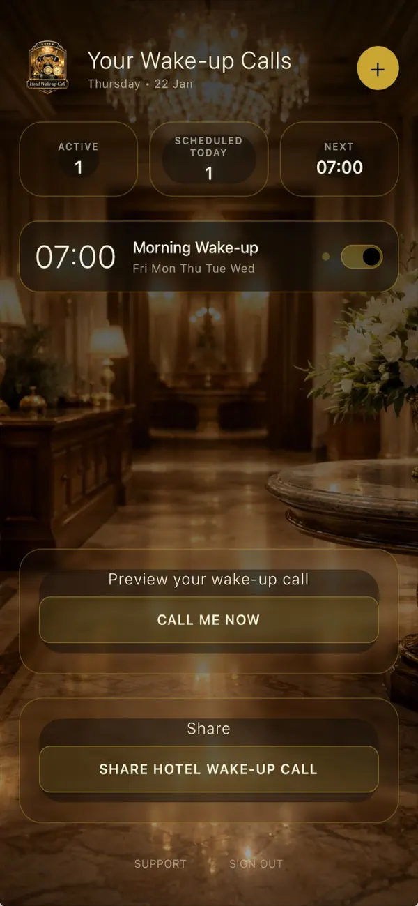 Screenshot #1 pour Hotel Wake-up Call