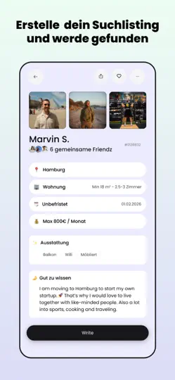 Screenshot von Flatsforfriendz - WG & Wohnung auf dem iPhone 6