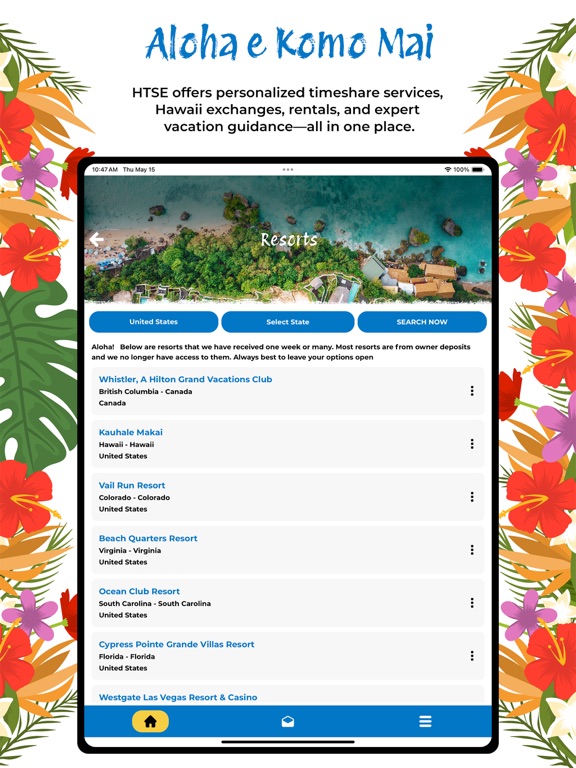Hawaii Time Share Exchange iPad screenshot
