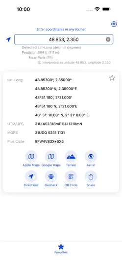 Screenshot von Geo: GPS-Koordinatenumrechner auf dem iPhone 1