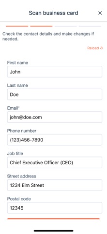Snap2CRM Business Card Scanner screenshot
