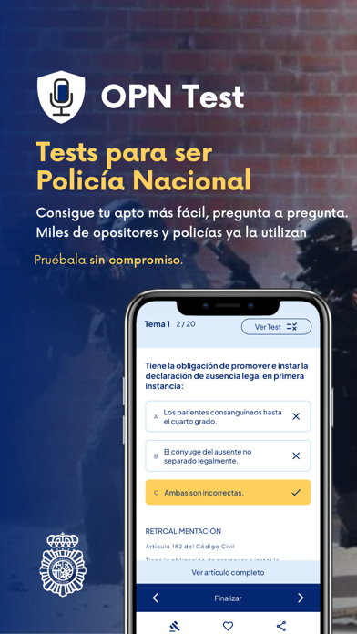 OPN Test Policía Nacional Screenshot