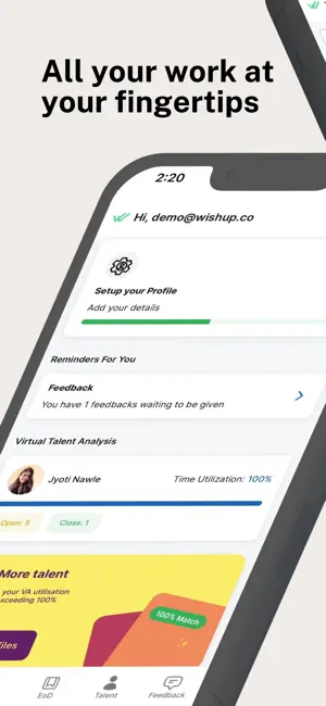 Wishup app screenshot