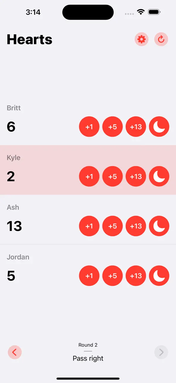 Screenshot #1 pour Hearts: Scoreboard