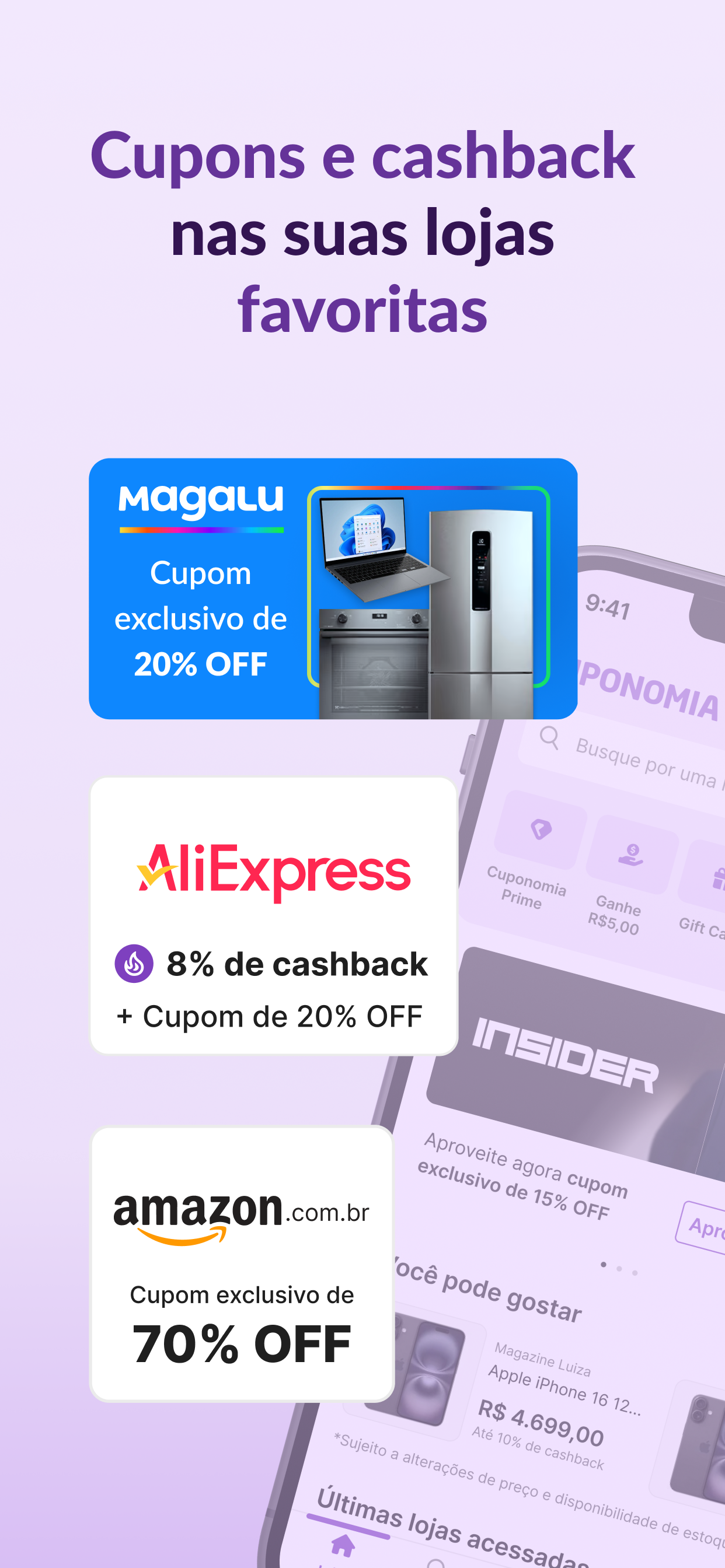 Cuponomia: Cupons e Cashback