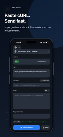 cURL Send iPhone screenshot