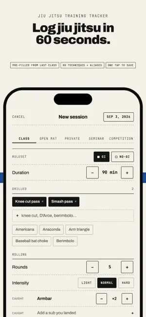 BJJ Journal Belt & Roll Log screenshot 1