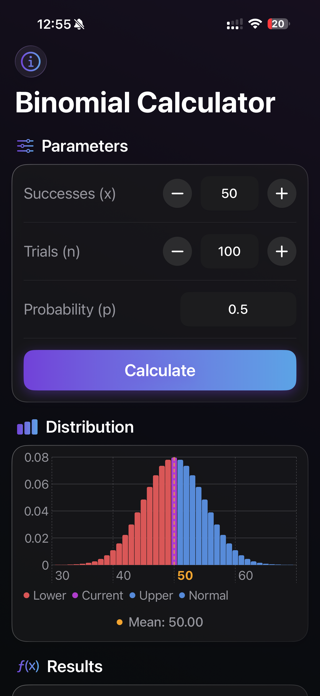 Binomial Calculator Screenshot 1 of 4