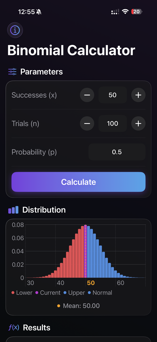 Binomial Calculator screenshot 1