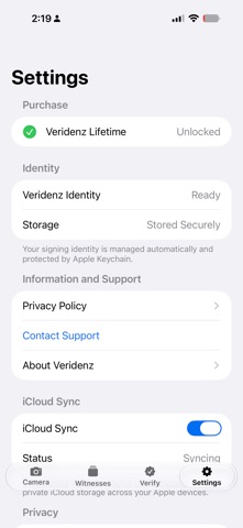 Veridenz iPhone screenshot