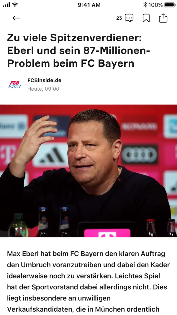 OneFootball - Fußball News iPhone App Screenshot 2 – Sport