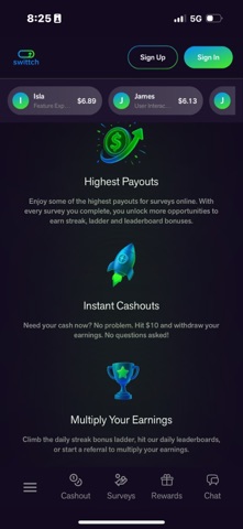 Swittch - Surveys & Rewards iPhone screenshot