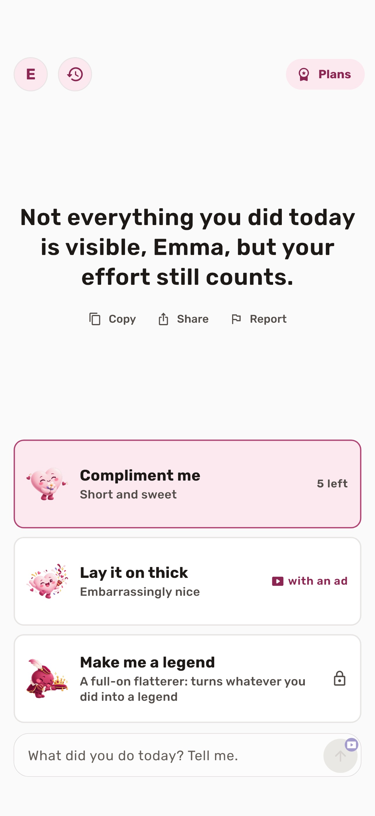 Screenshot 1 of PamperMe: AI Compliments
