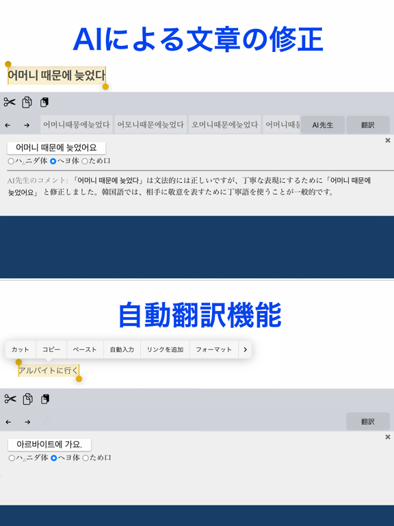 「ハングル」辞書付き韓国語キーボード iPad screenshot 5 - Reference app