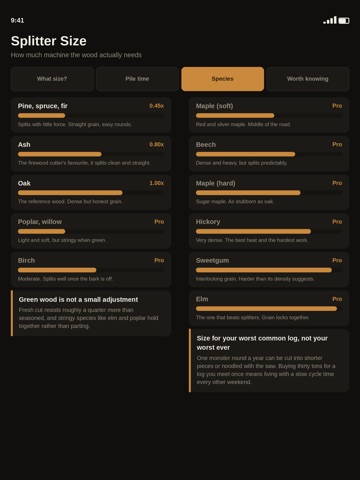 Log Splitter Size Guide iPad screenshot