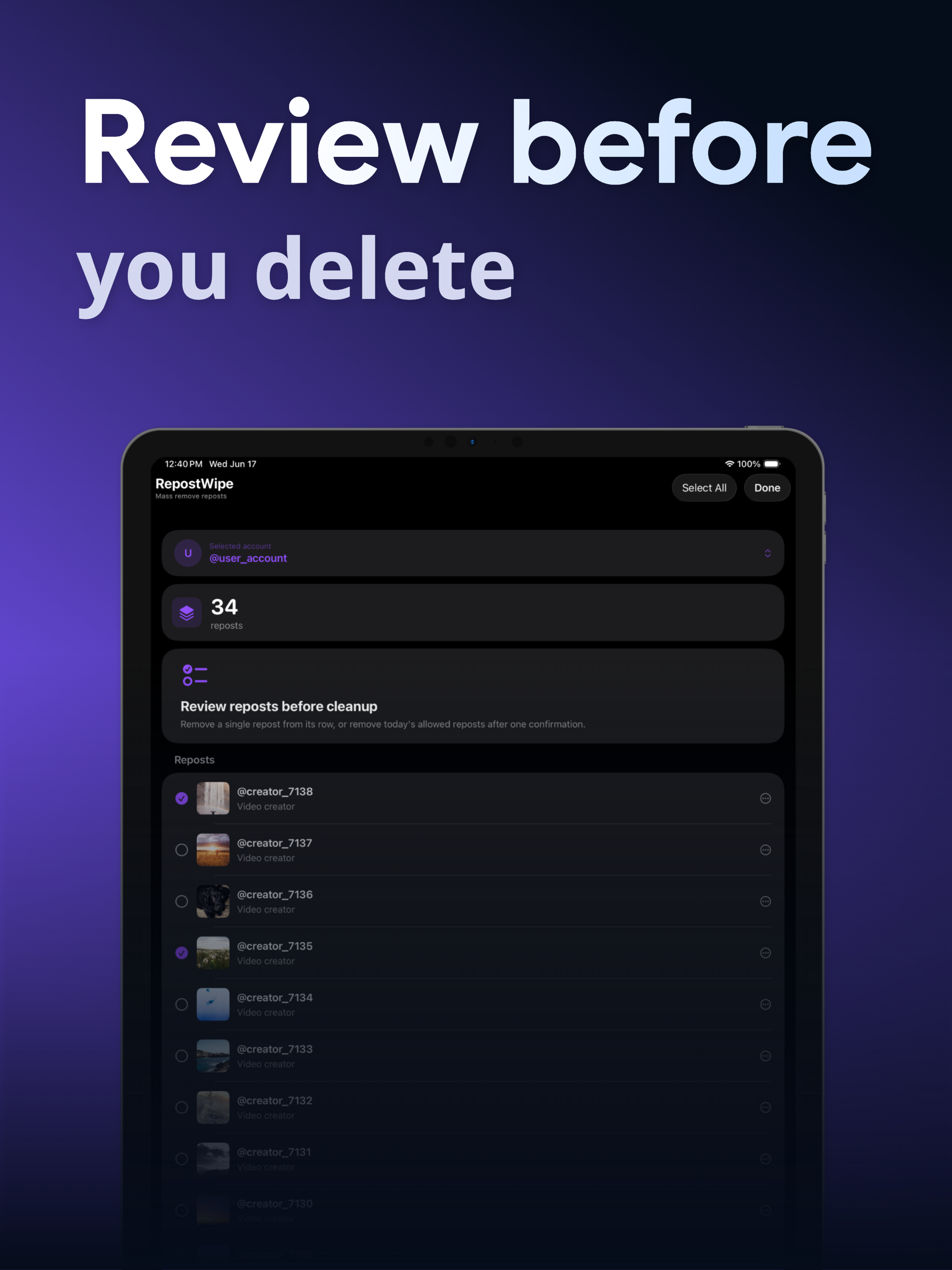 RepostWipe: Repost Remover screenshot 7