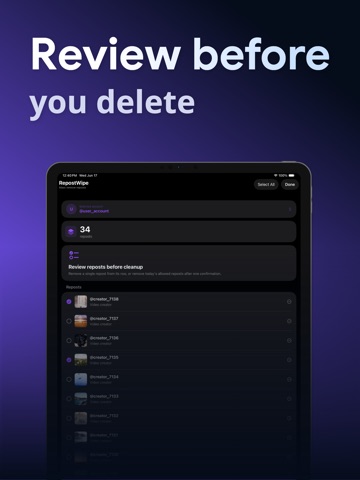 RepostWipe: Repost Remover iPad screenshot 2