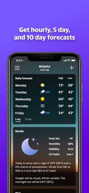 Screenshot of Yahoo Weather
