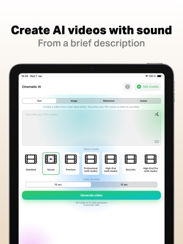 Cinematic AI: Create AI Videos iPad screenshot