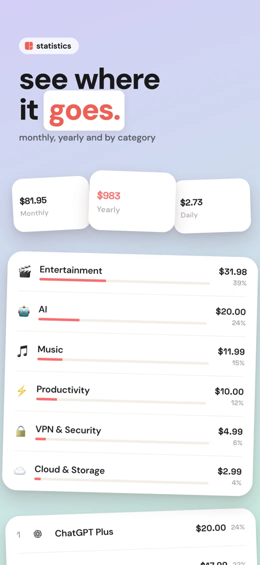 Subtrak: Subscription Tracker screenshot 2