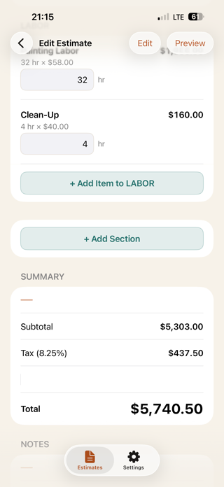 FieldBid: Estimate Maker Screenshot 4 of 6