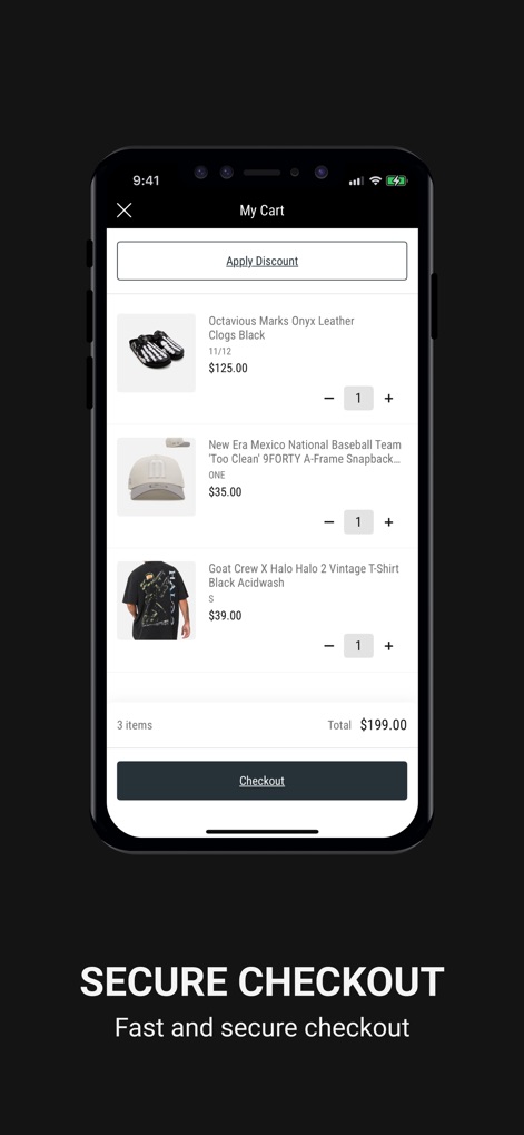 Culture Kings - Les utilisateurs gèrent leur "Panier" en ajustant les quantités des articles et peuvent appliquer des "Remises" avant de finaliser leur achat via le bouton "Paiement".