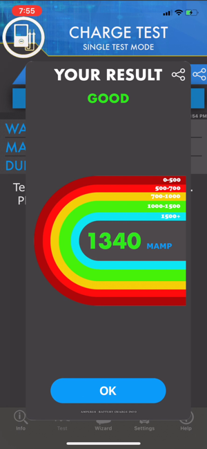 Ampère - informations sur la charge de la batterie Capture d'écran