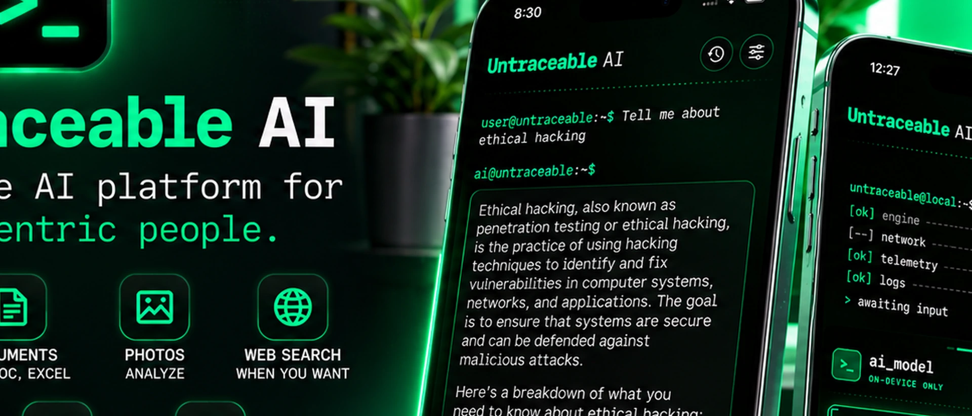 Untraceable AI product page header
