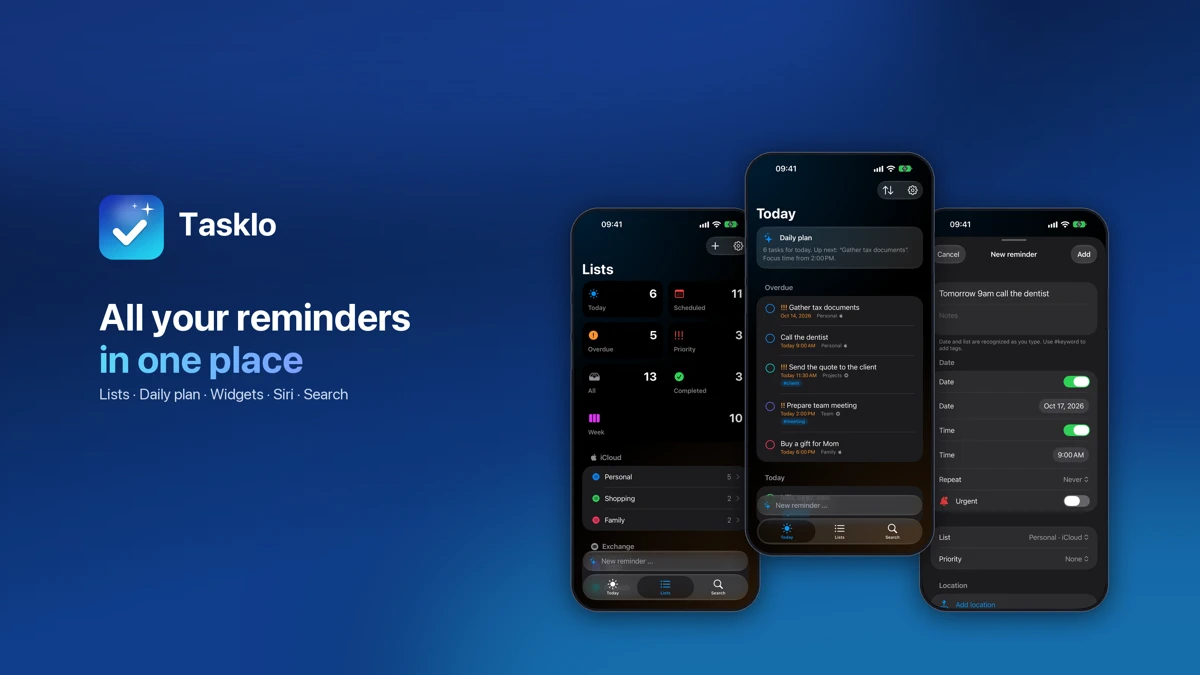 Tasklo: Reminders App Store product page header