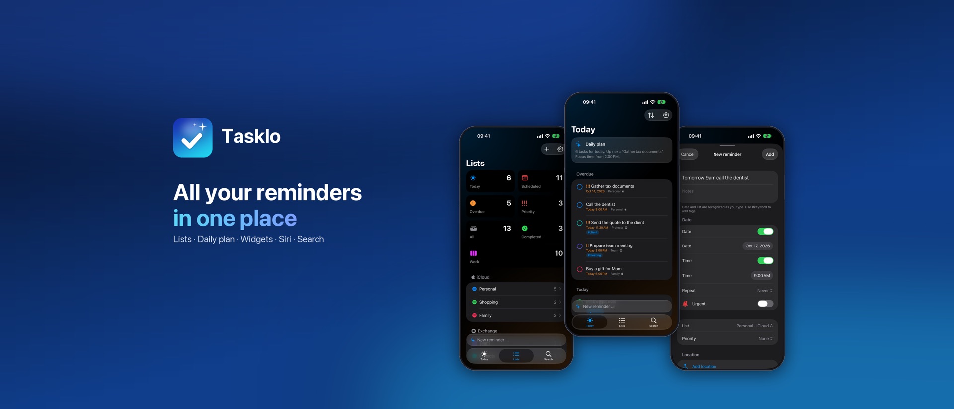 Tasklo: Reminders product page header