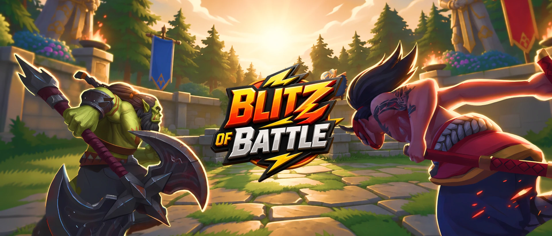 Blitz of Battle: 2v2 MOBA product page header